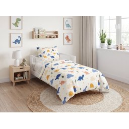 Krepp ágynemű kiságyba Renforcé DINOROO színes Ágyneműhuzat mérete: 45 x 65 cm | 90 x 140 cm
