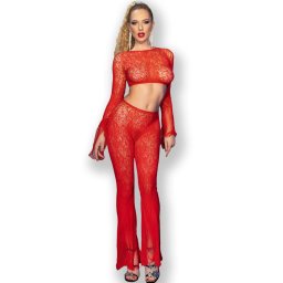 CHILIROSE - rzki piros top s nadrg szett