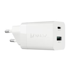 VARTA hálózati töltő USB+Type-C aljzat (38W, GaN, PD gyorstöltő 3.0) FEHÉR