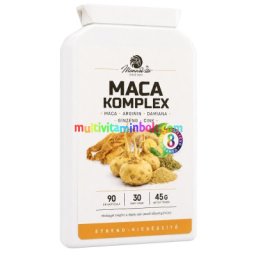 Maca komplex 90 db kapszula, arginint, damiana levél port, ginzenget, cinket, gyömbért és ginkgo bilobát is tartalmaz - Mannavita