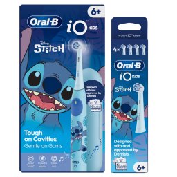 Oral-B Kids Stitch elektromos fogkefe utazótokkal + Oral-B iO Stitch pótfej csomag (4 db)