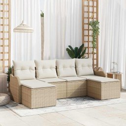 vidaXL Kerti Kanapé Szett párnával 6 pcs Bézs Poli rattan