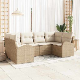 vidaXL Kerti Kanapé Szett 6 db Bézs [Műanyag]: Poly Rattan
