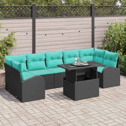 vidaXL Kerti Kanapé Szett 8 db Fekete Poly Rattan