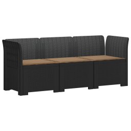 vidaXL 3-Fős Kerti Kanapé Párnákkal Rattan Hatással PP Antracitszürke