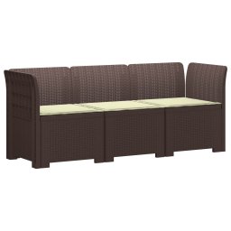 vidaXL 3-Fős Kerti Kanapé Párnákkal Rattan Hatással PP Barna