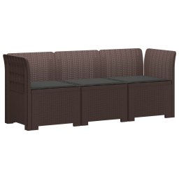 vidaXL 3-Fős Kerti Kanapé Párnákkal Rattan Hatással PP Barna