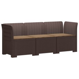 vidaXL 3-Fős Kerti Kanapé Párnákkal Rattan Hatással PP Barna