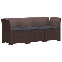 vidaXL 3-Fős Kerti Kanapé Párnákkal Rattan Hatással PP Barna