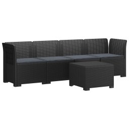 vidaXL 4 fős kertkanapé párnákkal Rattan hatású PP Antracitszürke