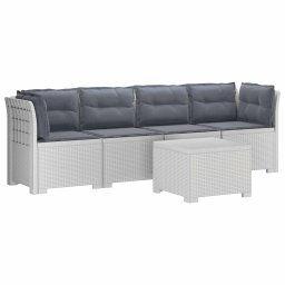 vidaXL 4 fős kertkanapé párnákkal Rattan hatású PP Fehér