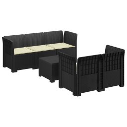 vidaXL 5-Személyes Kerti Kanapé Párnákkal Rattan Hatású PP