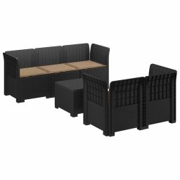 vidaXL 5-Személyes Kerti Kanapé Párnákkal Rattan Hatású PP