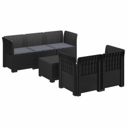 vidaXL 5-Személyes Kerti Kanapé Párnákkal Rattan Hatású PP