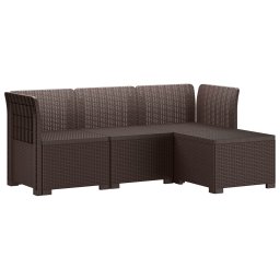 vidaXL 4-Fős Kerti Kanapé Rattan Kinézet PP Barna