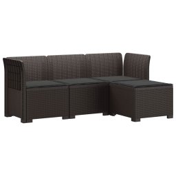 vidaXL 4-Fős Kerti Kanapé Párnákkal Rattan Kinézet PP Barna