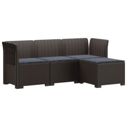 vidaXL 4-Fős Kerti Kanapé Párnákkal Rattan Kinézet PP Barna
