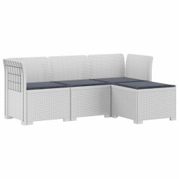 vidaXL 4-Fős Kerti Kanapé Párnákkal Rattan Kinézet PP Fehér
