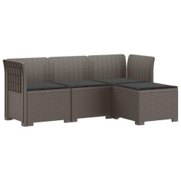 vidaXL 4-Fős Kerti Kanapé Párnákkal Rattan Kinézet PP Világosszürke
