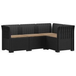 vidaXL 4-Fős Kerti Kanapé Párnákkal Rattan Hatással PP Antracitszürke