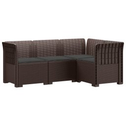 vidaXL 4-Fős Kerti Kanapé Párnákkal Rattan Hatással PP Barna