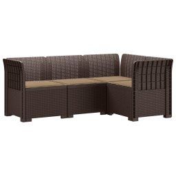 vidaXL 4-Fős Kerti Kanapé Párnákkal Rattan Hatással PP Barna