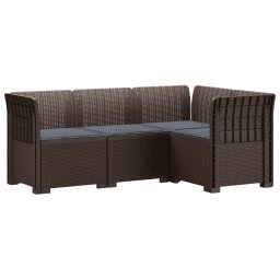 vidaXL 4-Fős Kerti Kanapé Párnákkal Rattan Hatással PP Barna