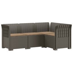 vidaXL 4-Fős Kerti Kanapé Párnákkal Rattan Hatással PP Világosszürke