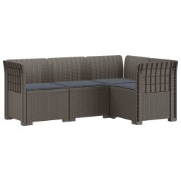 vidaXL 4-Fős Kerti Kanapé Párnákkal Rattan Hatással PP Világosszürke