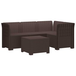 vidaXL 4-Fős Kerti Kanapé Rattan Kinézet PP Barna
