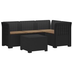 vidaXL 4-Fős Kerti Kanapé Párnákkal Rattan Kinézet PP Antracitszürke