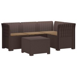 vidaXL 4-Fős Kerti Kanapé Párnákkal Rattan Kinézet PP Barna