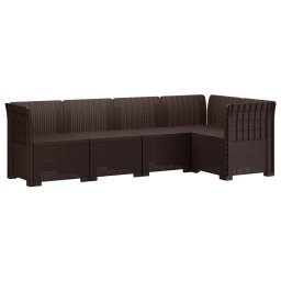 vidaXL 5-Személyes Kerti Kanapé Rattan Hatású PP Barna
