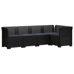 vidaXL 5-Személyes Kerti Kanapé Párnákkal Rattan Hatású PP