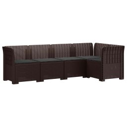 vidaXL 5-Személyes Kerti Kanapé Párnákkal Rattan Hatású PP Barna