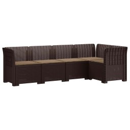 vidaXL 5-Személyes Kerti Kanapé Párnákkal Rattan Hatású PP Barna