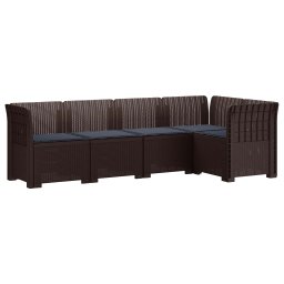 vidaXL 5-Személyes Kerti Kanapé Párnákkal Rattan Hatású PP Barna