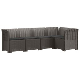 vidaXL 5-Személyes Kerti Kanapé Párnákkal Rattan Hatású PP