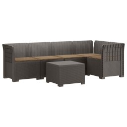 vidaXL 5-Személyes Kerti Kanapé Párnákkal Rattan Hatású PP
