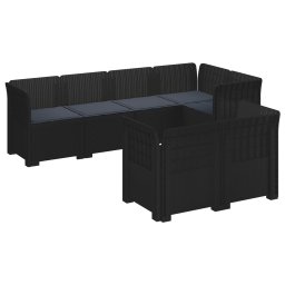 vidaXL 7-Fős Kerti Kanapé Párnákkal Rattan Kinézettel PP