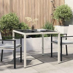vidaXL Kerti Asztal Fehér 90 x 90 x 75 cm polirattan