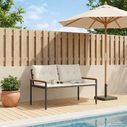 vidaXL Kerti pad 2 -Seater 116 x 67,5 x 72 cm polirattan Krémfehér