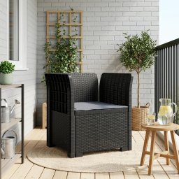 vidaXL 1-Fős Fotel Párnával Rattan Hatás PP Antracitszürke