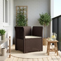 vidaXL 1-Fős Fotel Párnával Rattan Hatás PP Barna