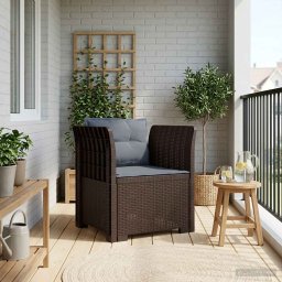 vidaXL 1-Fős Fotel Párnákkal Rattan Hatás PP Barna