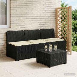 vidaXL 3-Fős Kerti Kanapé Párnákkal Rattan Hatással PP Antracitszürke