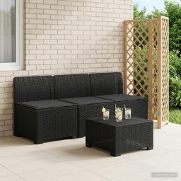 vidaXL 3-Fős Kerti Kanapé Párnákkal Rattan Hatással PP Antracitszürke