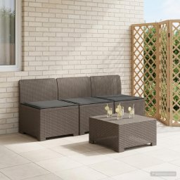 vidaXL 3-Fős Kerti Kanapé Párnákkal Rattan Hatással PP Világosszürke