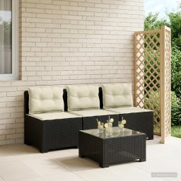 vidaXL 3-Fős Kerti Kanapé Párnákkal Rattan Hatással PP Antracitszürke