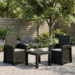 vidaXL Dönthető kertiszék rattan hatású 2 db Antracit és Világosszürke